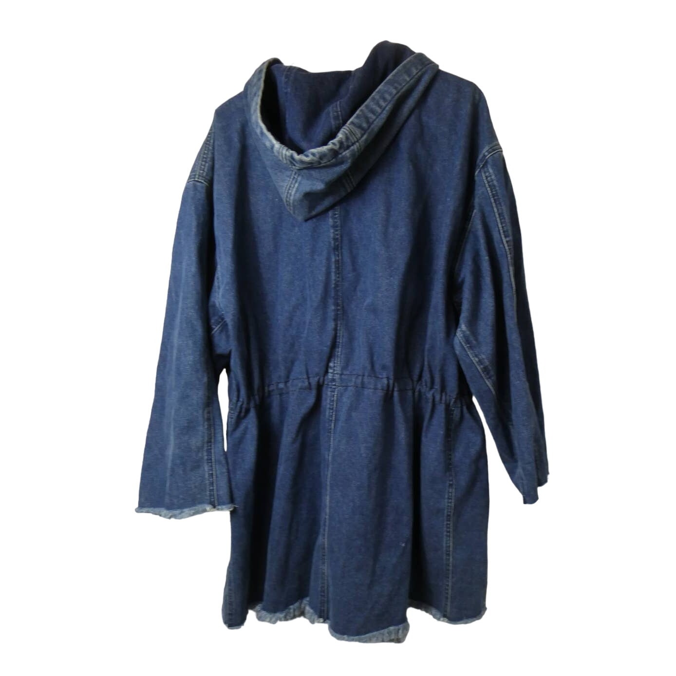 Marques Almeida X Topshop Hooded Fringe Denim Long Coat Blue Size M/L — image 2 of 3